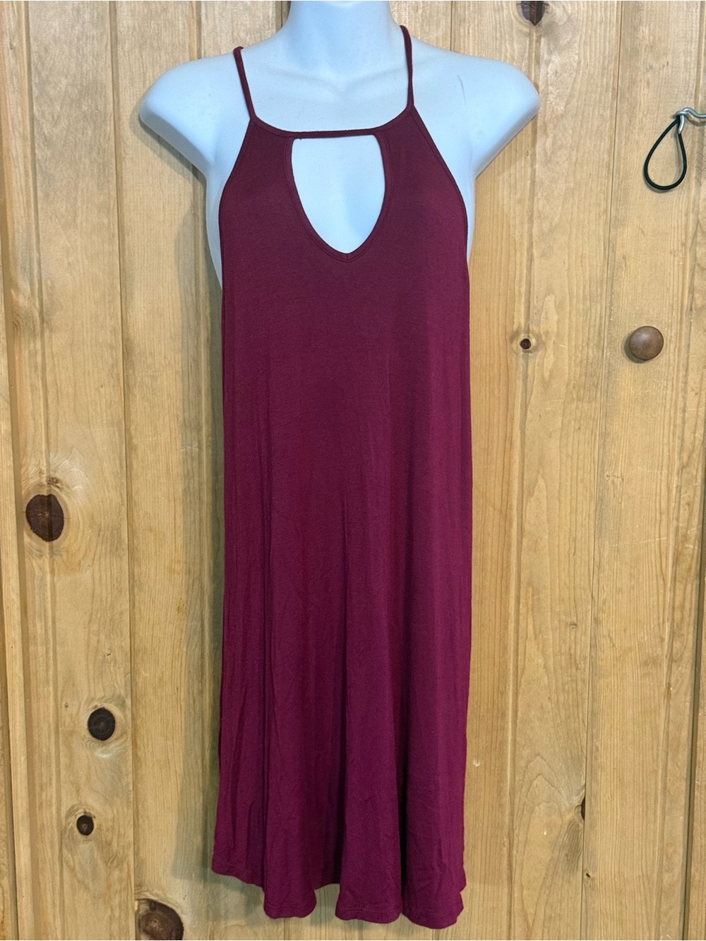 Wet Seal Burgundy Halter Midi Dress with Keyhole